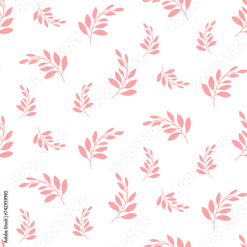 Seamless pink flower pattern on white background. Modern pattern for swatches  fabric  wrapping. Vector illustration