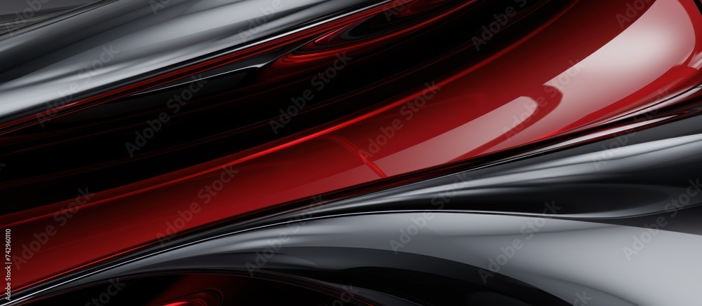 glossy metal surface in red color with a soft grey focus.