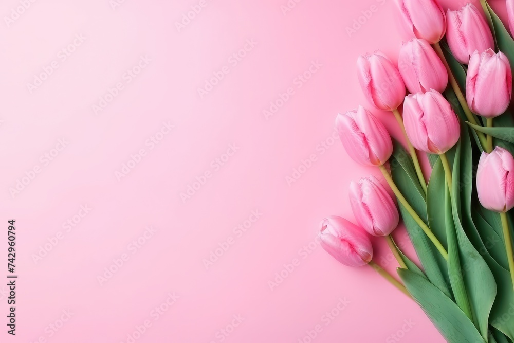 Delicate Pink Tulips Embrace - Spring's Soft Touch Revealed Generative AI