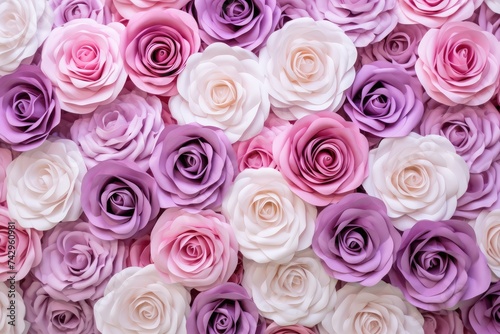 Enchanting Bloom: A Tapestry of Handcrafted Paper Roses in Soft Hues - Generative AI