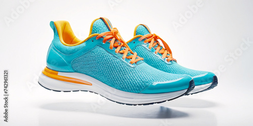 Stride in Style: Modern Running Shoes on a White Background