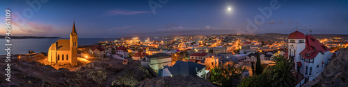 Panoramic View of Luderitz, a small town along the coastline facing the Atlantic Ocean, Namibia. photo