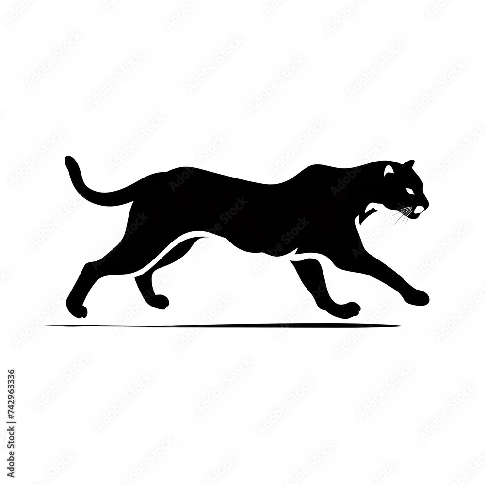 Black Silhouette of Running Cheetah: Simple and Striking

