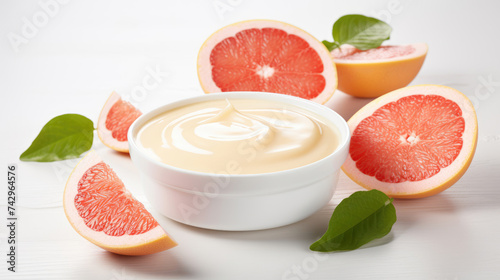 Cream with extract of Grapefruit on a light background