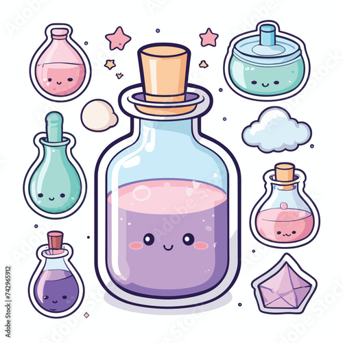 Cute potion set vector illustraiton cartoon drawing
