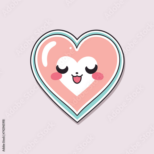 Cute cartoon heart illustration with a smiling face in soft pink and white tones, set against a light background, evoking feelings of joy and affection.