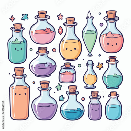 Cute potion set vector illustraiton cartoon drawing