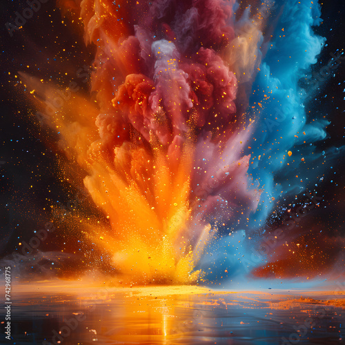 space of space 3d, A colorful explosion in space with a black background