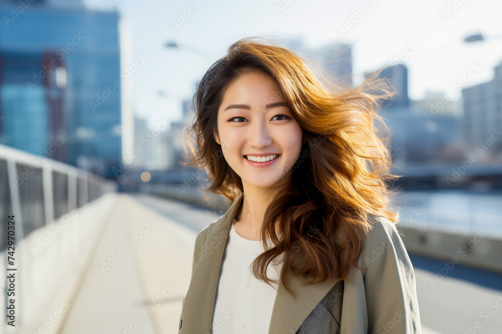 Portrait of young asian woman in the city Portrait of young asian woman in the city
