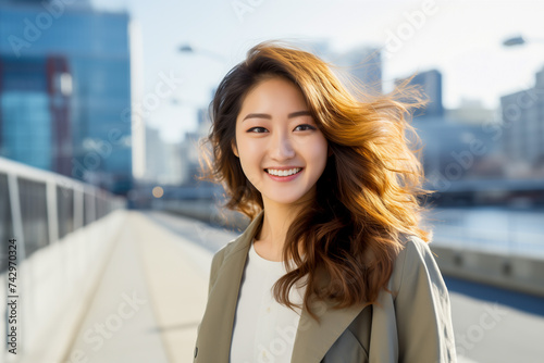 Portrait of young asian woman in the city