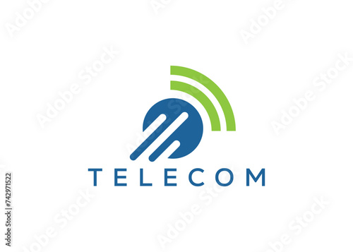 Minimalist dynamic telecom logo design vector template. Modern telecommunication logo