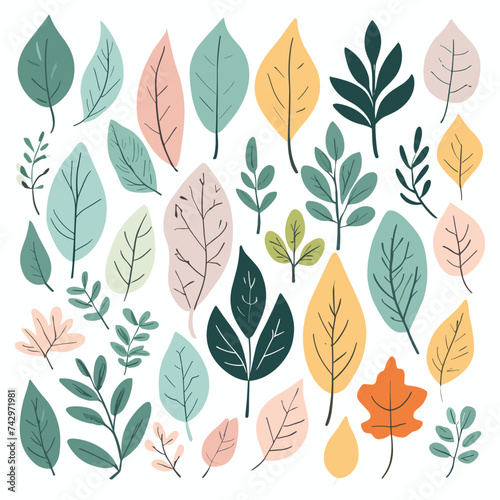 Autumn leaves pattern leaf drawings vector illustration