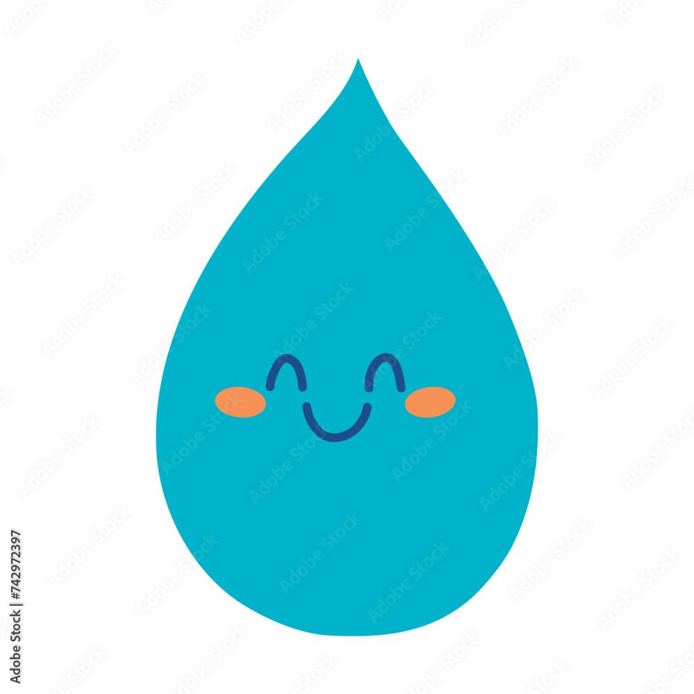Cute kawaii hand drawn water drop. Funny vector character smiling Cute kawaii hand drawn water drop. Funny vector character smiling