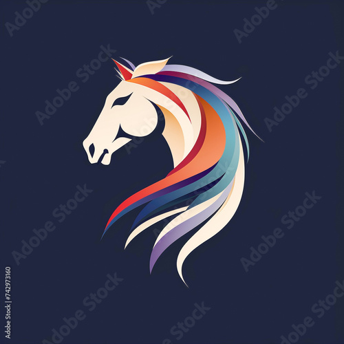 An elegant vector logo featuring a powerful stallion  symbolizing freedom and strength with minimalist simplicity and vibrant colors  captured in high definition.