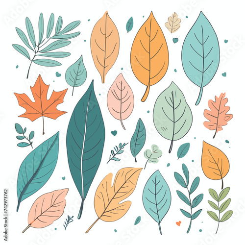 Autumn leaves pattern leaf drawings vector illustration