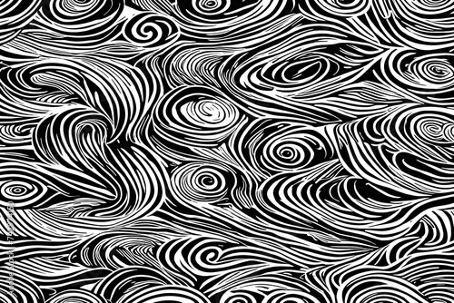 black and white seamless background  Dive into a world of artistic expression with a wavy and swirled brush strokes vector seamless pattern. Bold curved lines and squiggles come together in a mesmeriz