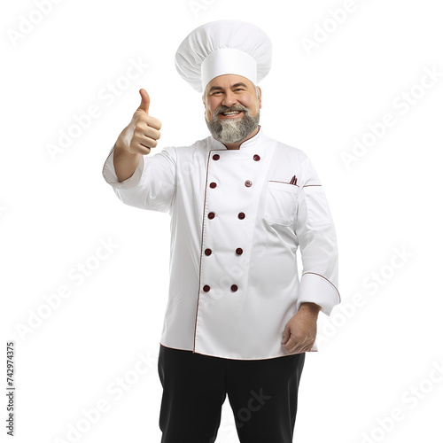 Smiling Chef Thumbs up on Transparent Background