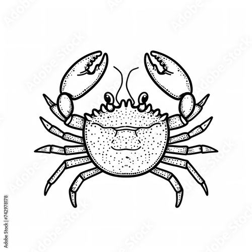 Minimalistic Cute Crab Full Body Line Art Vector