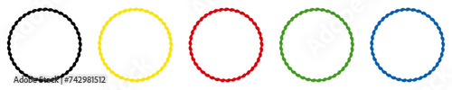 Chain circle frame set. Round border collection isolated on transparent in multi colors. photo