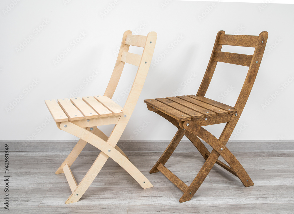 Folding wooden chair for a veranda