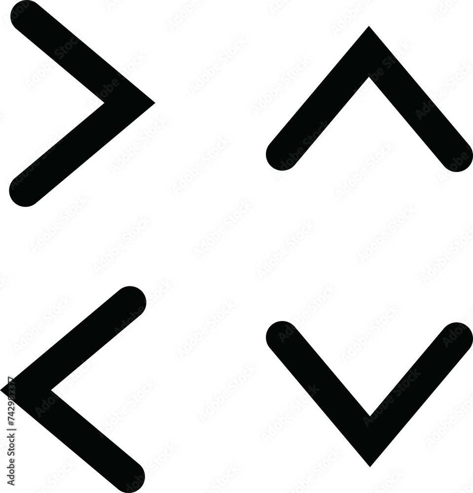 Arrow icon set on Transparent background, Left arrow, right arrow, down arrow, up arrow Arrow icon set on Transparent background, Left arrow, right arrow, down arrow, up arrow