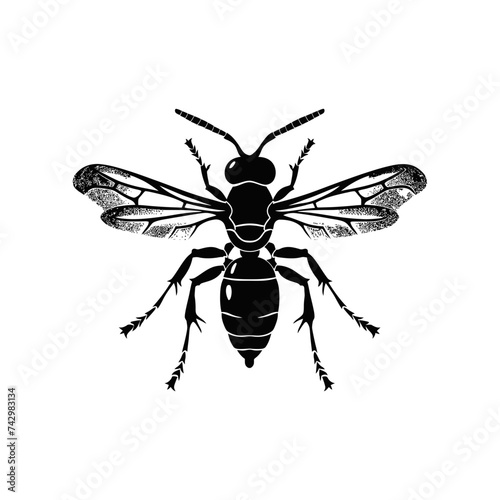 Silhouette wasp animal black color only full body