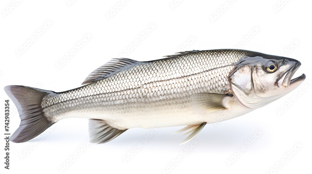 Raw Seabass: One Fresh Sea Bass Fish Isolated





