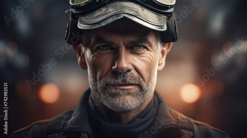 Portrait of Flight engineer on a blurred background