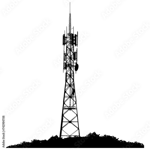 Silhouette telecommunication tower black color only