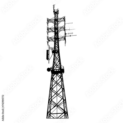 Silhouette telecommunication tower black color only