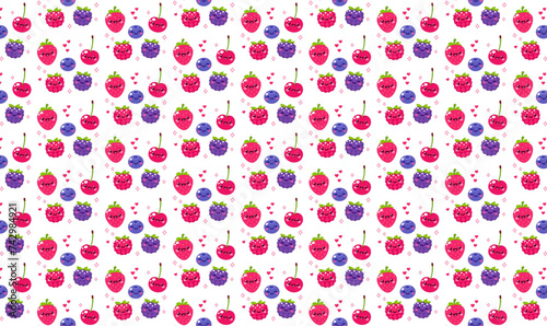 pattern, fruits pattern, cute fruits pattern, blue berry, strawberry, hearts, stars, shiny stars, shiny wall paper, cute wallpaper, background, fruits background, fruity party, dancing fruits