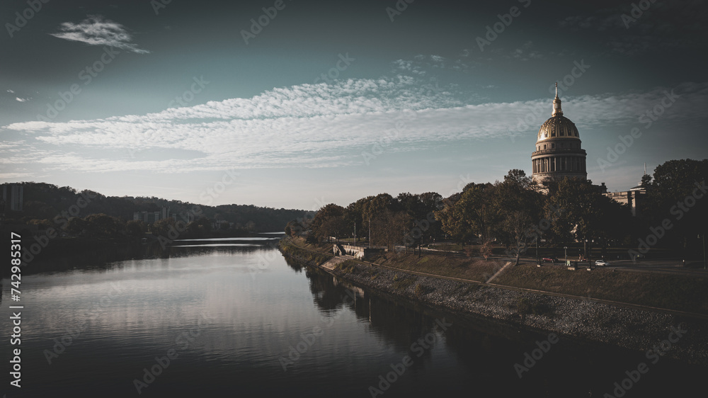 Serene Riverfront View of West Virginia State Capitol Serene Riverfront View of West Virginia State Capitol