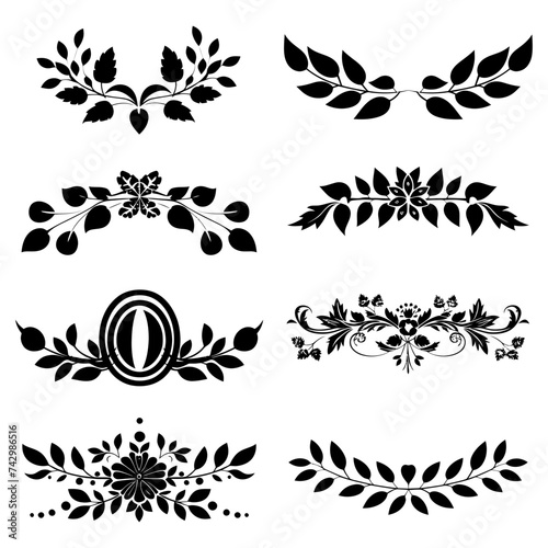 Silhouette vintage sticker label Vintage frames element for wedding invitation black color only