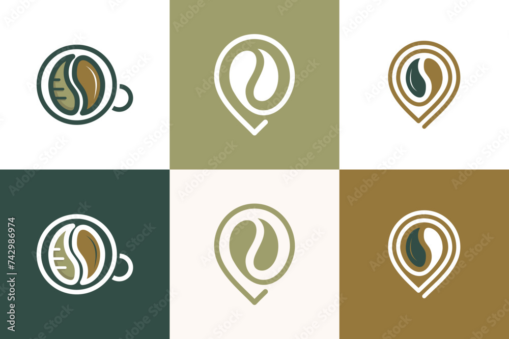Set of coffee design element vector icon concept Set of coffee design element vector icon concept