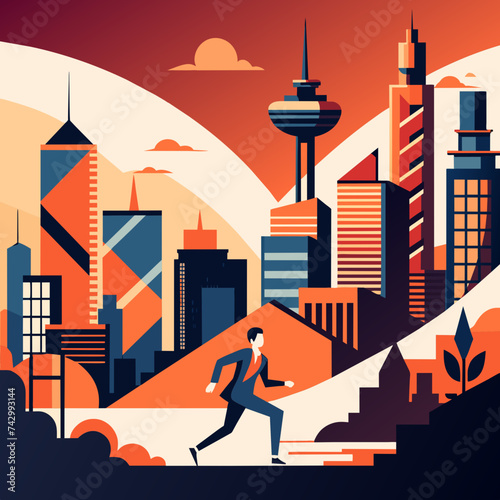 Abstract outlines representing the rhythm and movement of a bustling city. vektor illustation