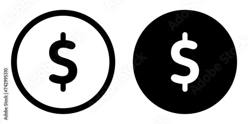 dollar icon vector. symbol, sign, money, coin photo