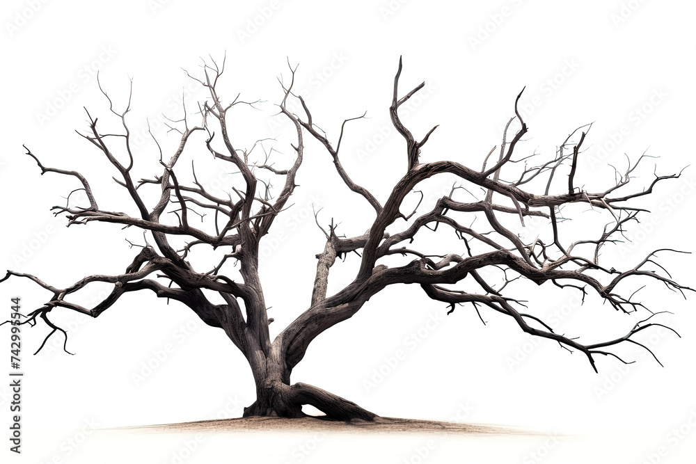 Fototapeta premium Dead tree on white background. Generative Ai
