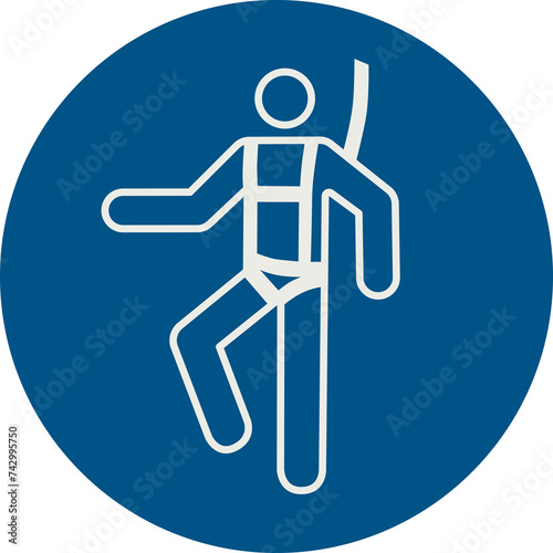 OBLIGATION SIGN PICTOGRAM, WEAR A SAFETY HARNESS ISO 7010 – M018, PNG