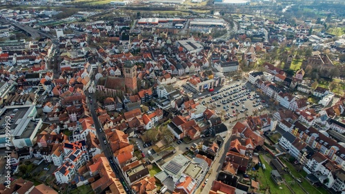 Aerial of the city  Bad Hersfeld in Hesse, Germany on a sunny day in autumn