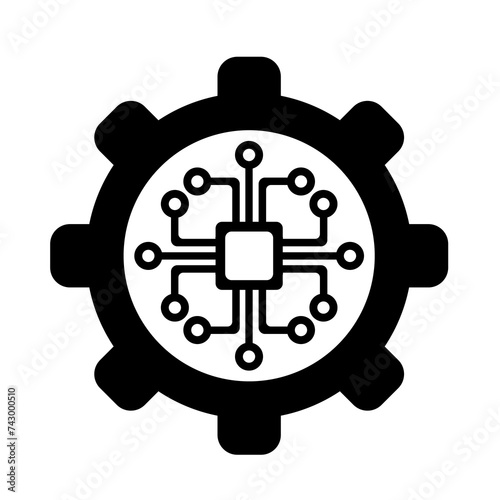 Vector illustration  logo  gear icon. Settings and the chip. Isolated on a white background.