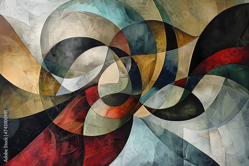 Abstract flowing organic shapes. Modern Cubist Painting. Generative AI photo