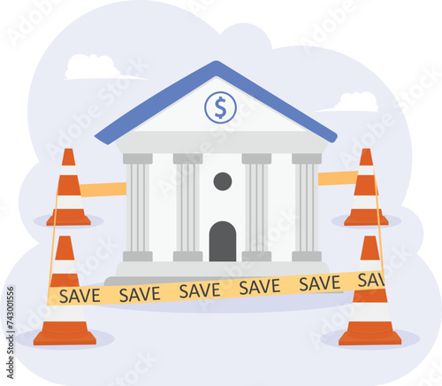 Government bailout to help support bank from bankruptcy to prevent banking downfall by injection, buy bonds to pay for loan and obligation concept,

