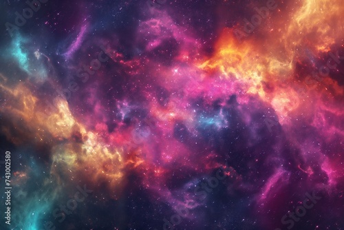 A vibrant explosion of cosmic color, depicting an abstract scene of stars, galaxies, and nebulae colliding in a universe of color. 8k