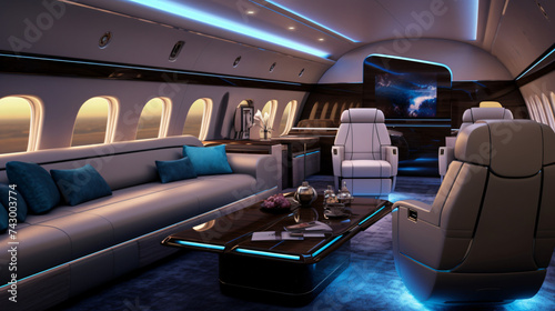 Elegant VIP business airplane interiors © Sameer