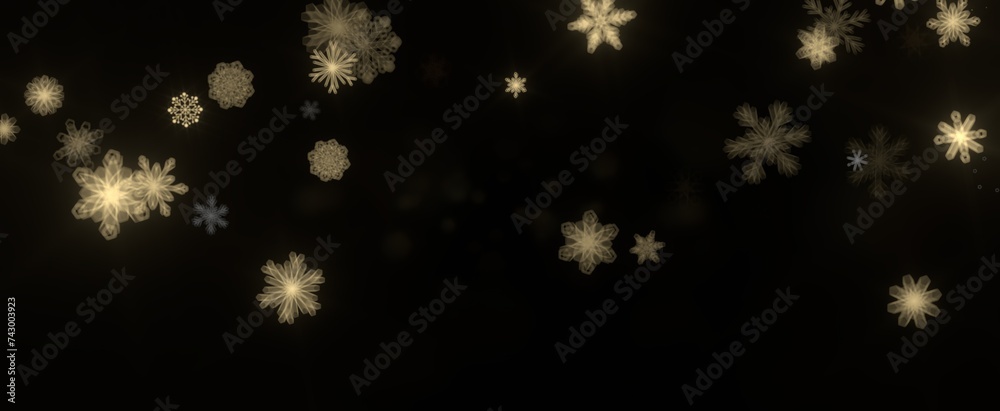 Snowflakes and bokeh lights on the blue Merry Christmas background. 3D render Snowflakes and bokeh lights on the blue Merry Christmas background. 3D render