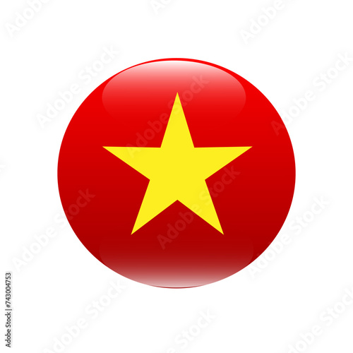 Obraz na płótnie Round icon with flag of vietnam isolated on white w salonie