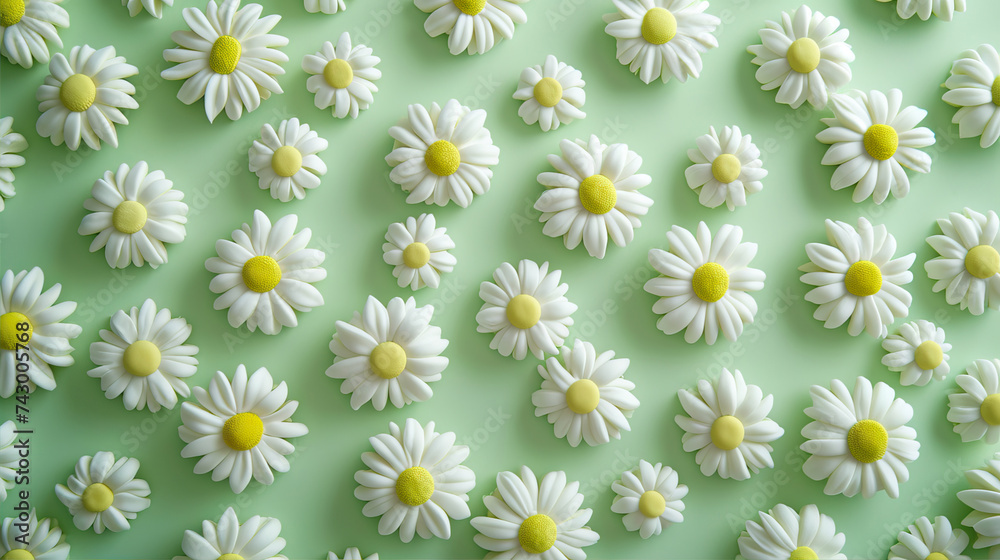 Plastic daisies on a green background
Plastic daisies on a green background