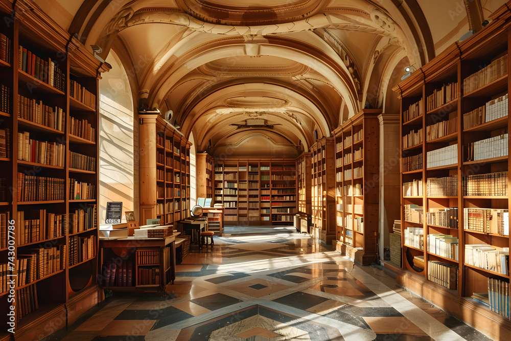 Old library full of books