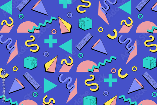 Geometric shapes 90s pattern
