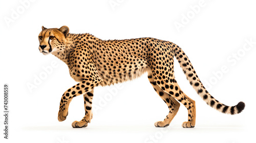 Cheetah Walking isolated on white background